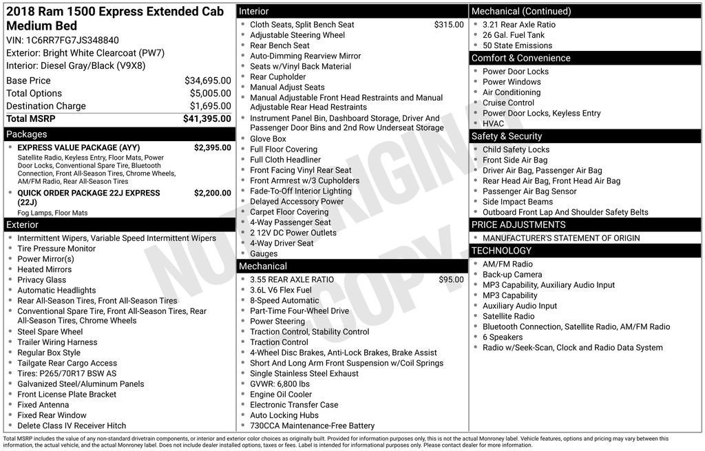 Certified 2018 RAM 1500 Express w/ Express Value Package AWD/4WD image 7