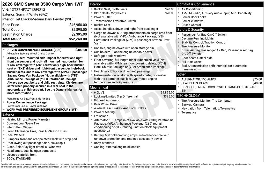 New 2026 GMC Savana 3500 Extended w/ Driver Convenience Package RWD image 29