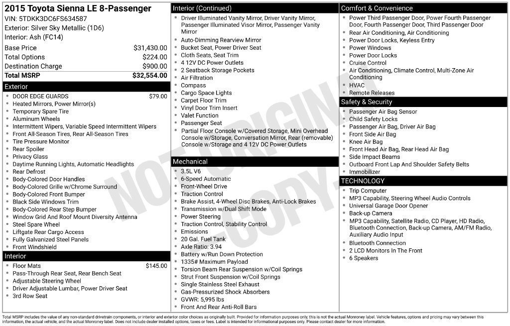 Used 2015 Toyota Sienna LE FWD image 33
