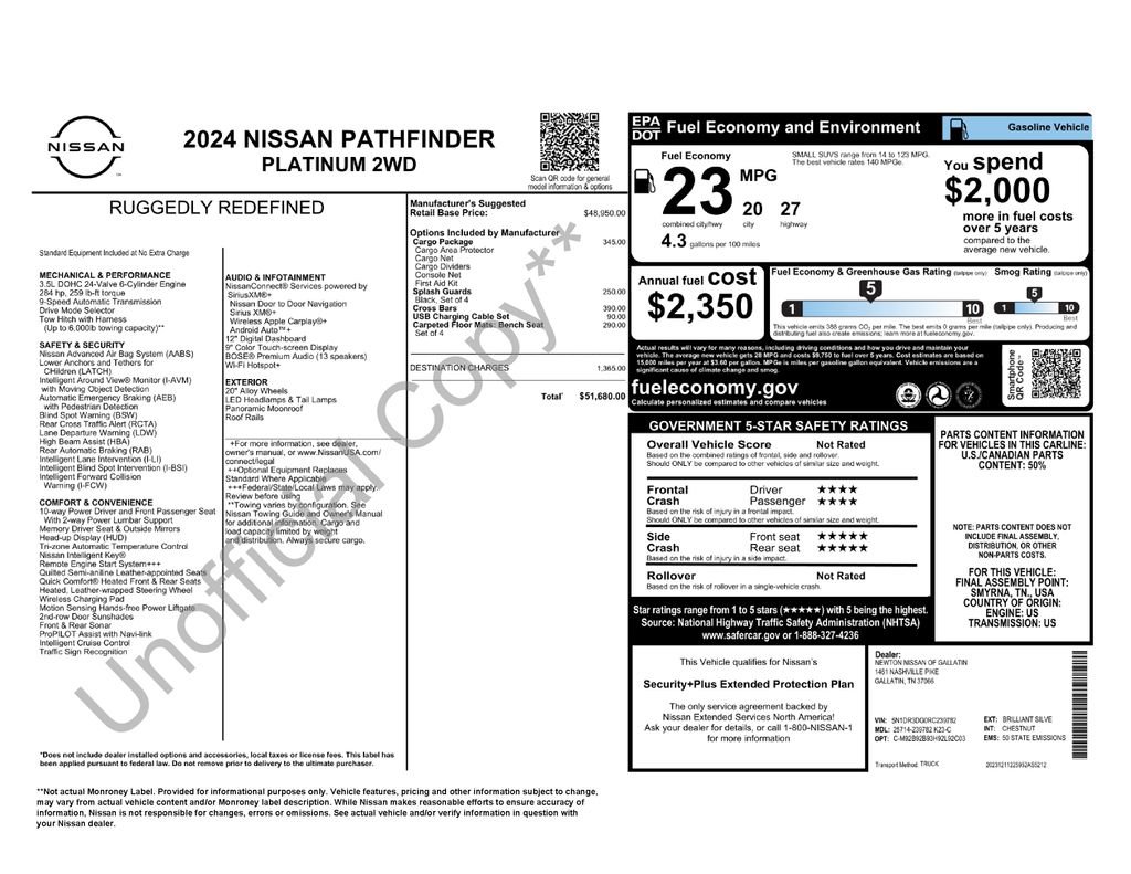 Used 2024 Nissan Pathfinder Platinum w/ Cargo Package FWD image 51