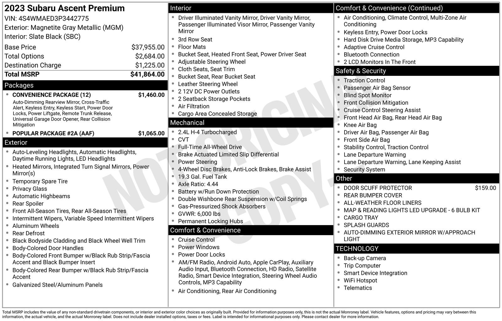 Certified 2023 Subaru Ascent Premium w/ Convenience Package image 34