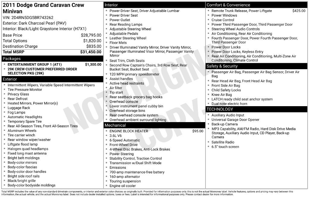 Used 2011 Dodge Grand Caravan Crew w/ Entertainment Group 1 FWD image 33