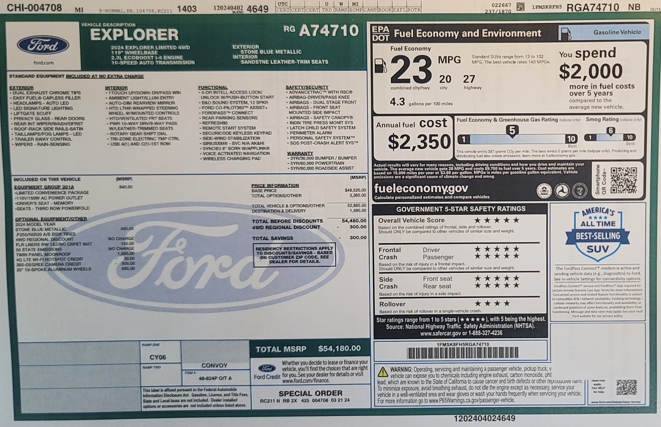 Used 2024 Ford Explorer Limited w/ Equipment Group 301A AWD/4WD image 2