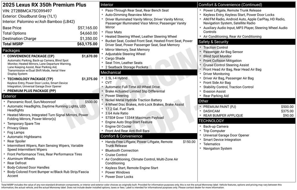 New 2025 Lexus RX 350 w/ Convenience Package AWD/4WD image 4