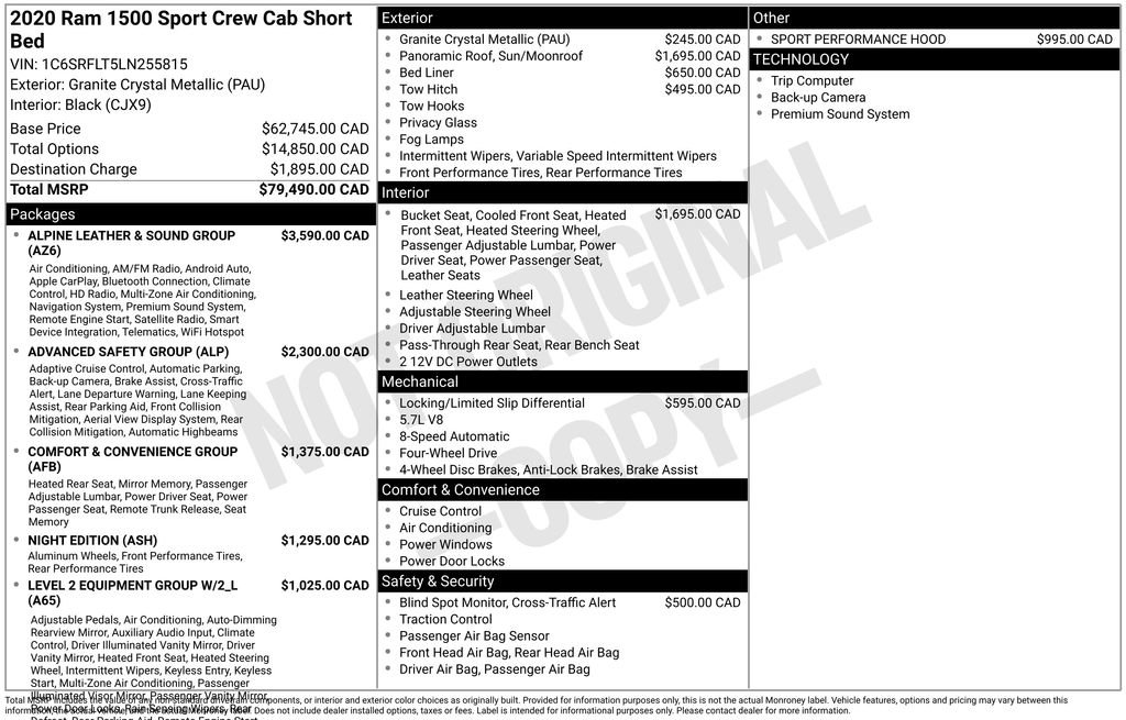 Used 2020 RAM 1500 Sport w/ Alpine Leather & Sound Group AWD/4WD image 14
