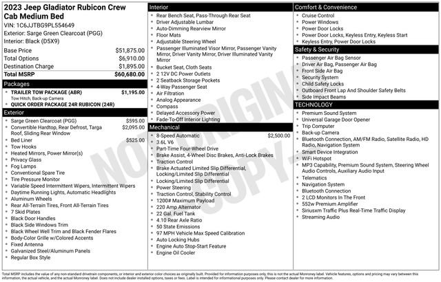 Used 2023 Jeep Gladiator Rubicon w/ Trailer Tow Package AWD/4WD image 31