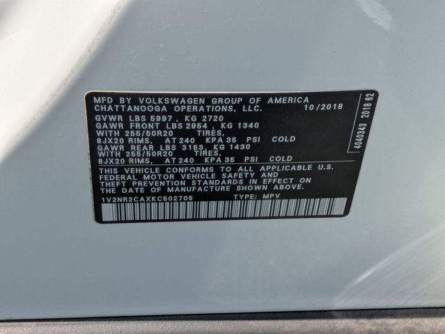 Used 2019 Volkswagen Atlas SEL Premium AWD/4WD image 16