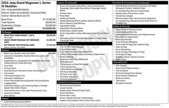 Used 2024 Jeep Grand Wagoneer L Series III w/ Rear Seat Video Group 1 image 4