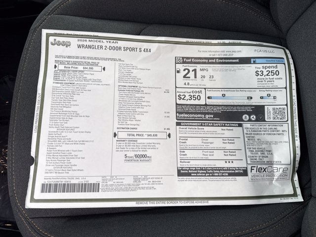 New 2026 Jeep Wrangler Sport AWD/4WD image 31