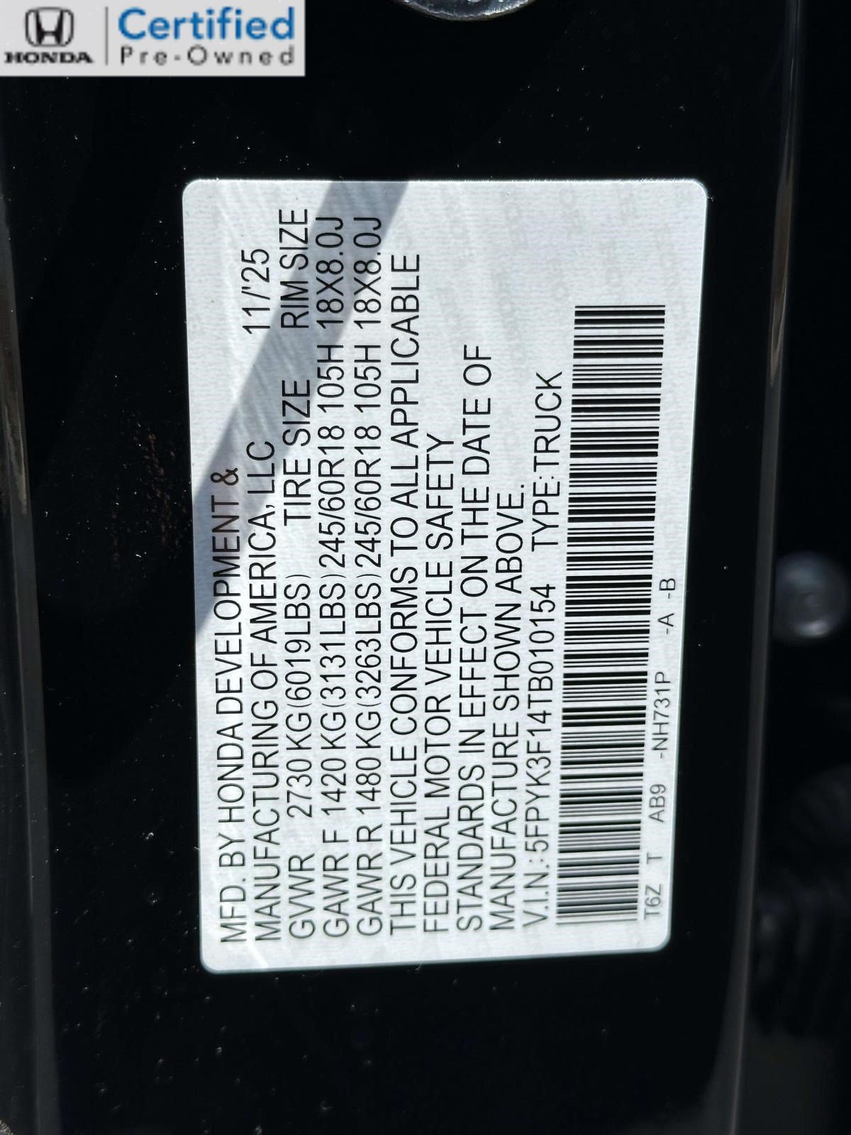 Certified 2026 Honda Ridgeline Sport image 28