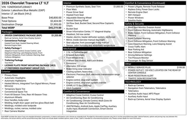 New 2026 Chevrolet Traverse LT w/ Driver Confidence Package image 26