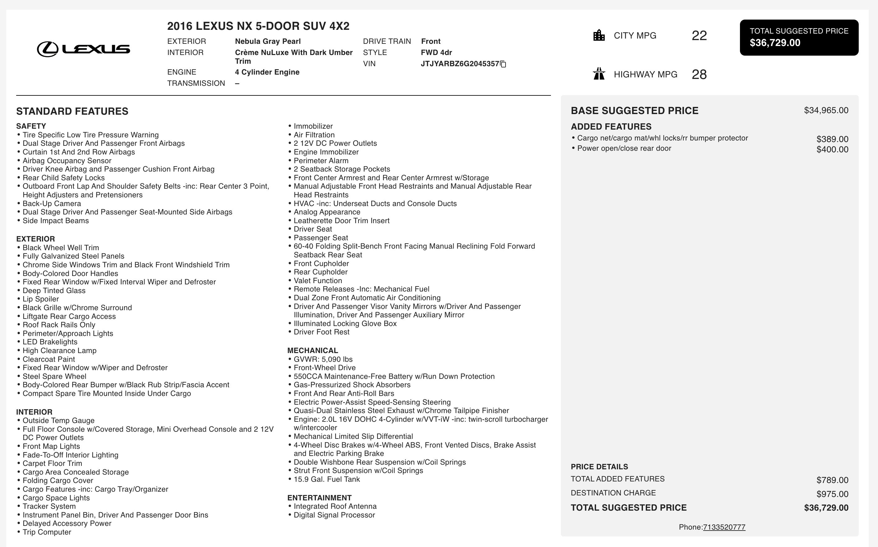 Used 2016 Lexus NX 200t FWD image 6
