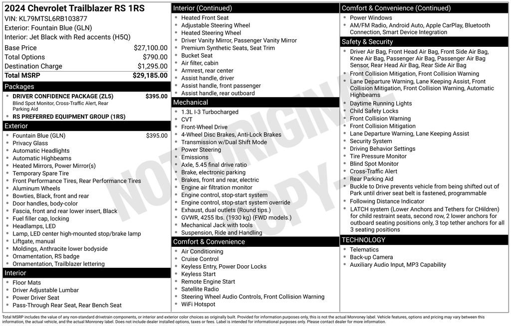 Used 2024 Chevrolet TrailBlazer RS w/ Driver Confidence Package image 7