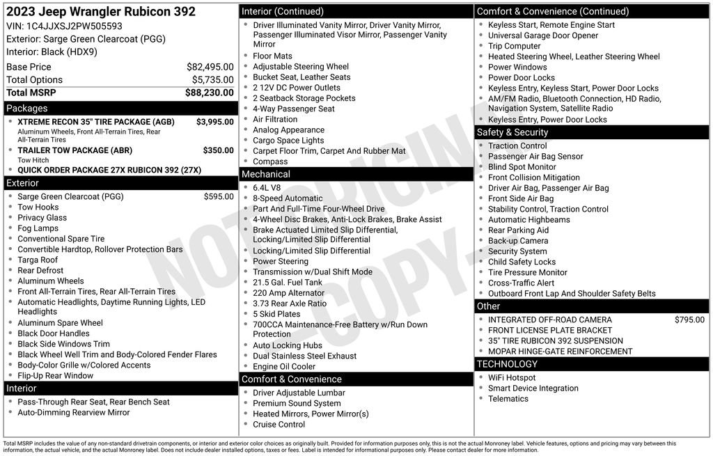 Used 2023 Jeep Wrangler Unlimited Rubicon 392 w/ Xtreme Recon 35" Tire Package image 30