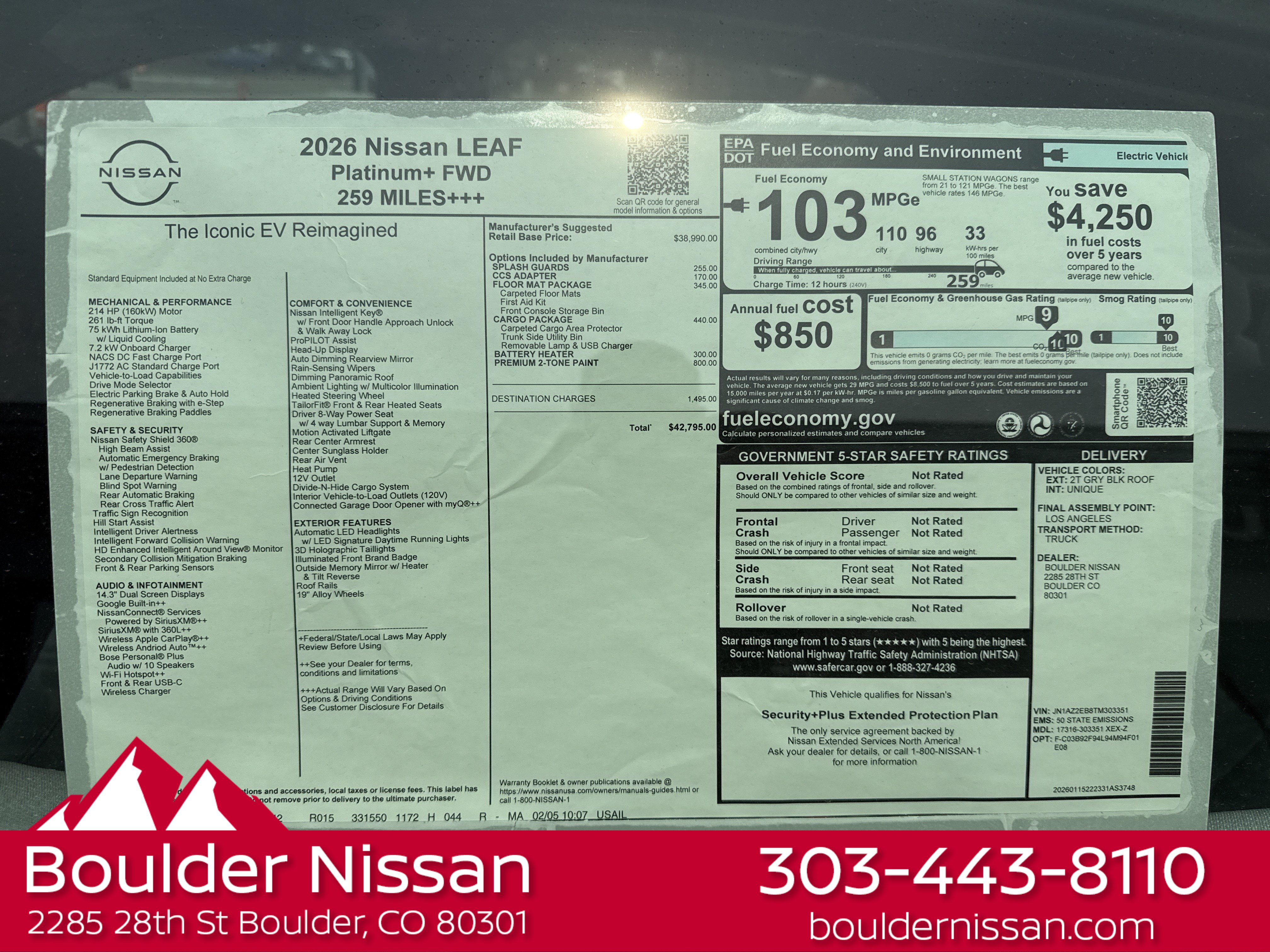 New 2026 Nissan Leaf Platinum+ w/ Cargo Package (Platinum+) FWD image 4