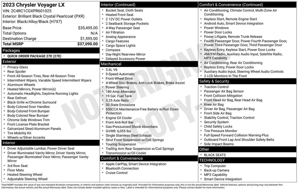 Used 2023 Chrysler Voyager LX FWD image 4