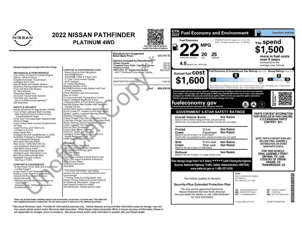 Used 2022 Nissan Pathfinder Platinum AWD/4WD image 42