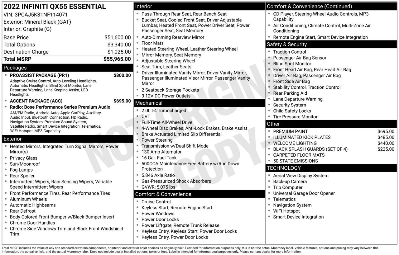 Used 2022 INFINITI QX55 Essential w/ Proassist Package image 34