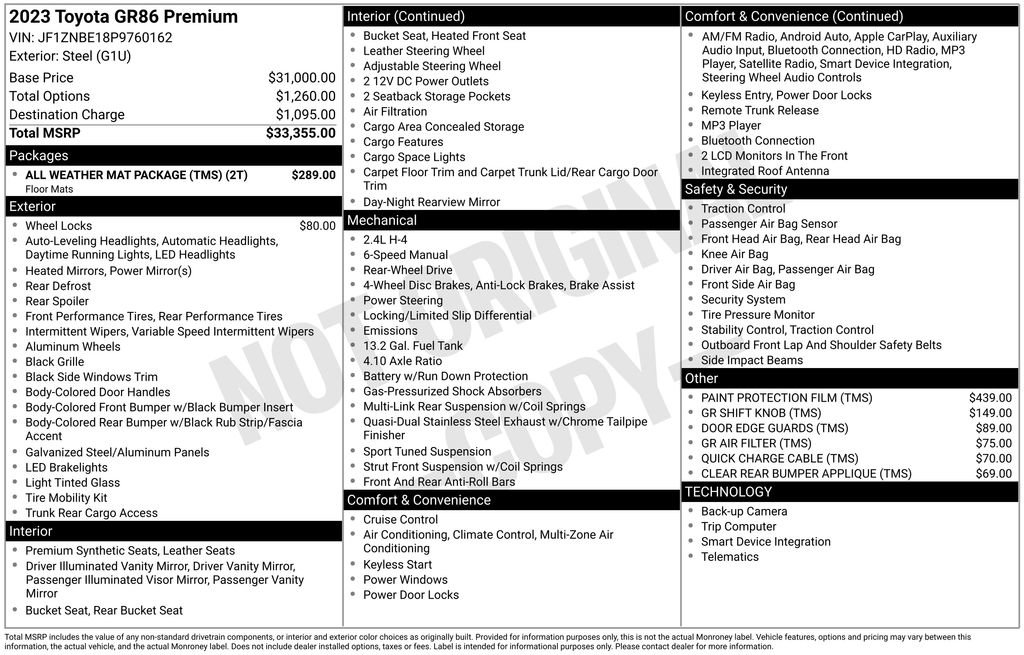 Used 2023 Toyota GR86 Premium w/ ALL Weather Mat Package (TMS) image 9