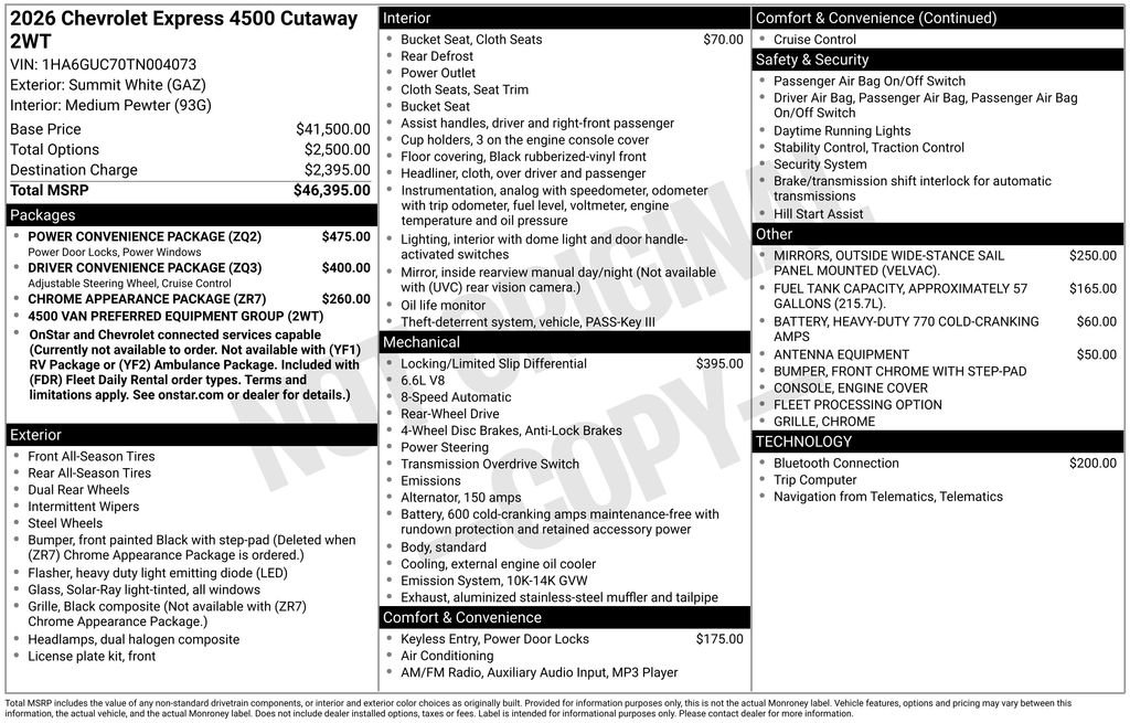 New 2026 Chevrolet Express 4500 w/ Power Convenience Package image 32