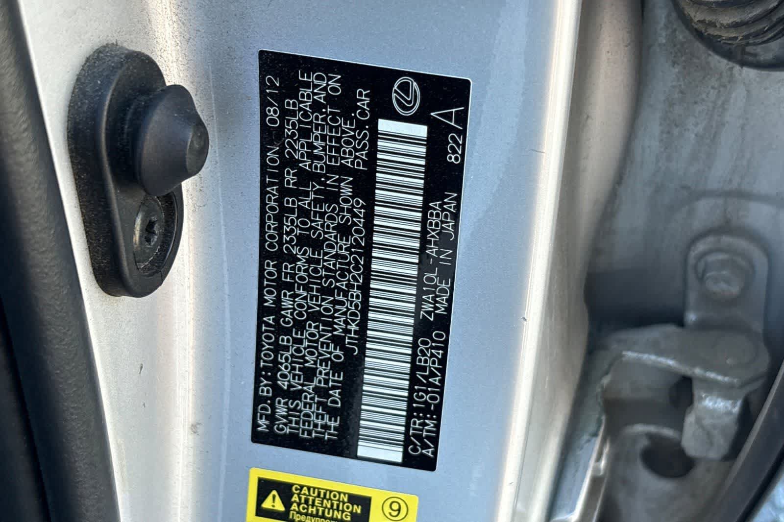 Used 2012 Lexus CT 200h Premium w/ Premium Audio Pkg FWD image 29