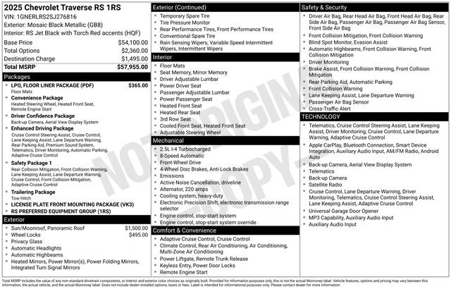 Used 2025 Chevrolet Traverse RS w/ LPO, Floor Liner Package FWD image 15