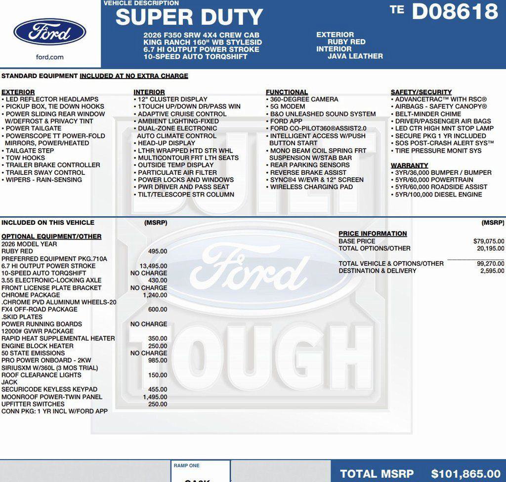 New 2026 Ford F350 King Ranch w/ Chrome Package image 2