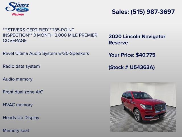 Used 2020 Lincoln Navigator Reserve w/ Luxury Package AWD/4WD image 15