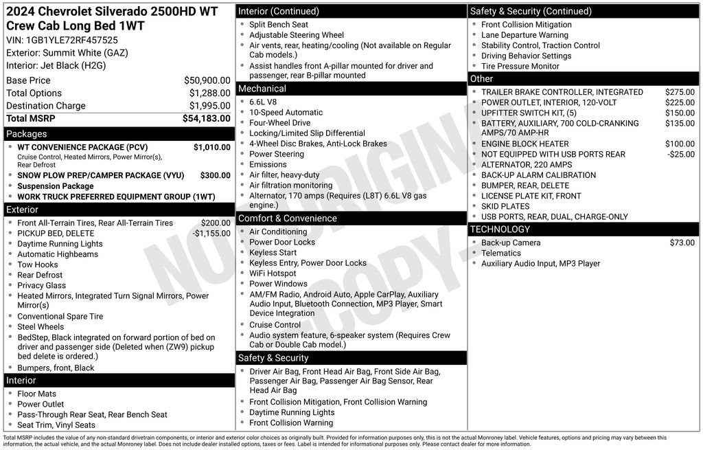 New 2024 Chevrolet Silverado 2500 W/T w/ WT Convenience Package AWD/4WD image 25