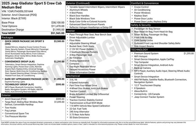 New 2025 Jeep Gladiator Sport AWD/4WD image 4