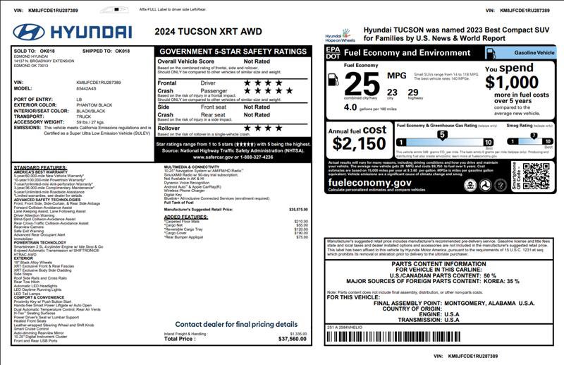 Used 2024 Hyundai Tucson XRT AWD/4WD image 3