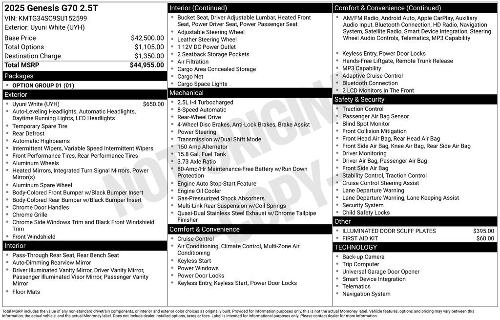 New 2025 Genesis G70 2.5T image 15