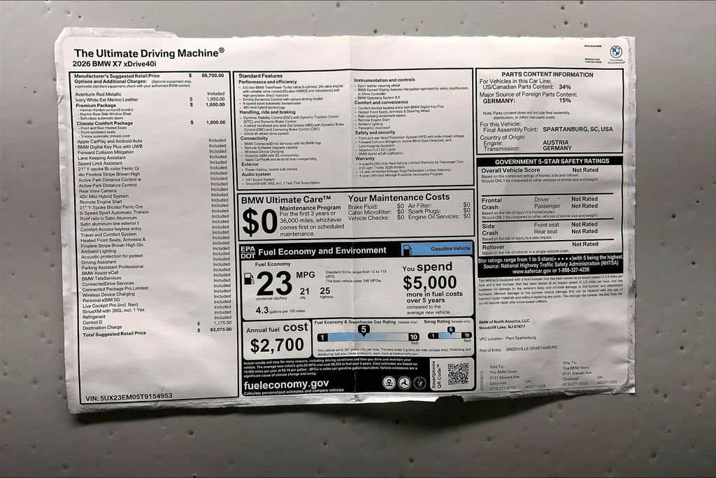 New 2026 BMW X7 xDrive40i w/ Premium Package AWD/4WD image 12
