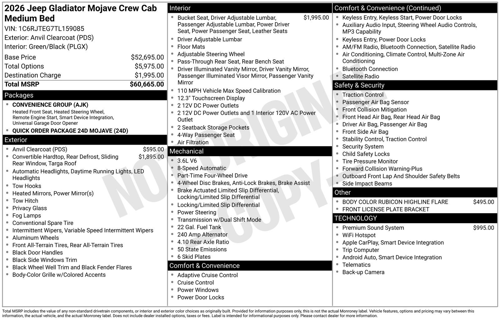 New 2026 Jeep Gladiator Mojave AWD/4WD image 24