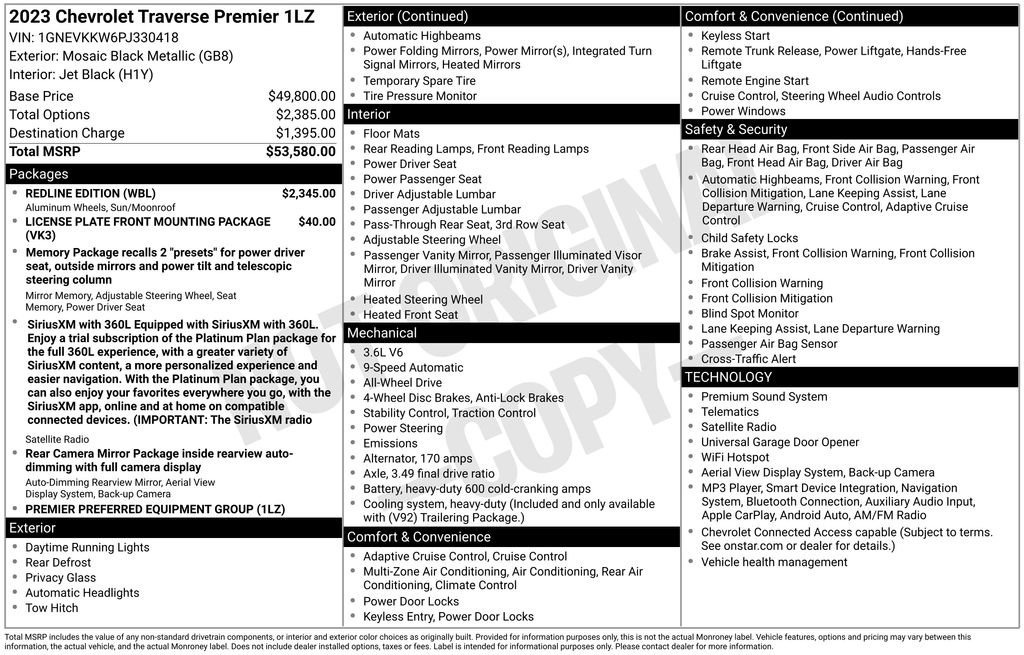 Used 2023 Chevrolet Traverse Premier w/ Redline Edition AWD/4WD image 2