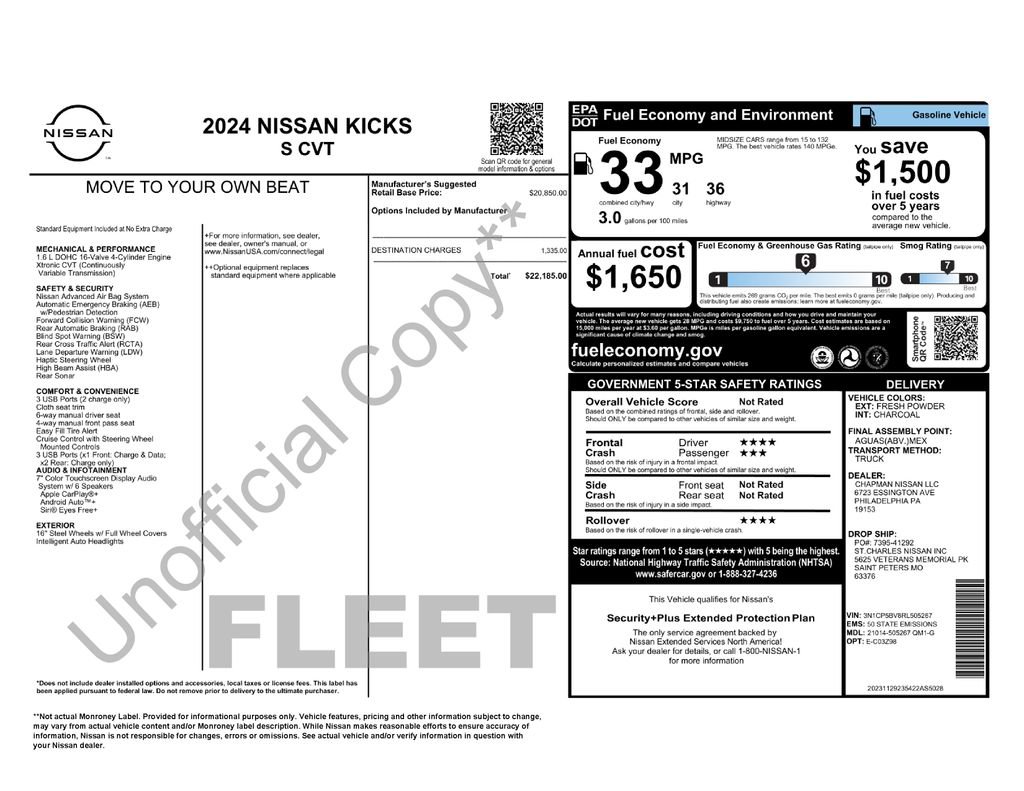 Used 2024 Nissan Kicks S FWD image 6