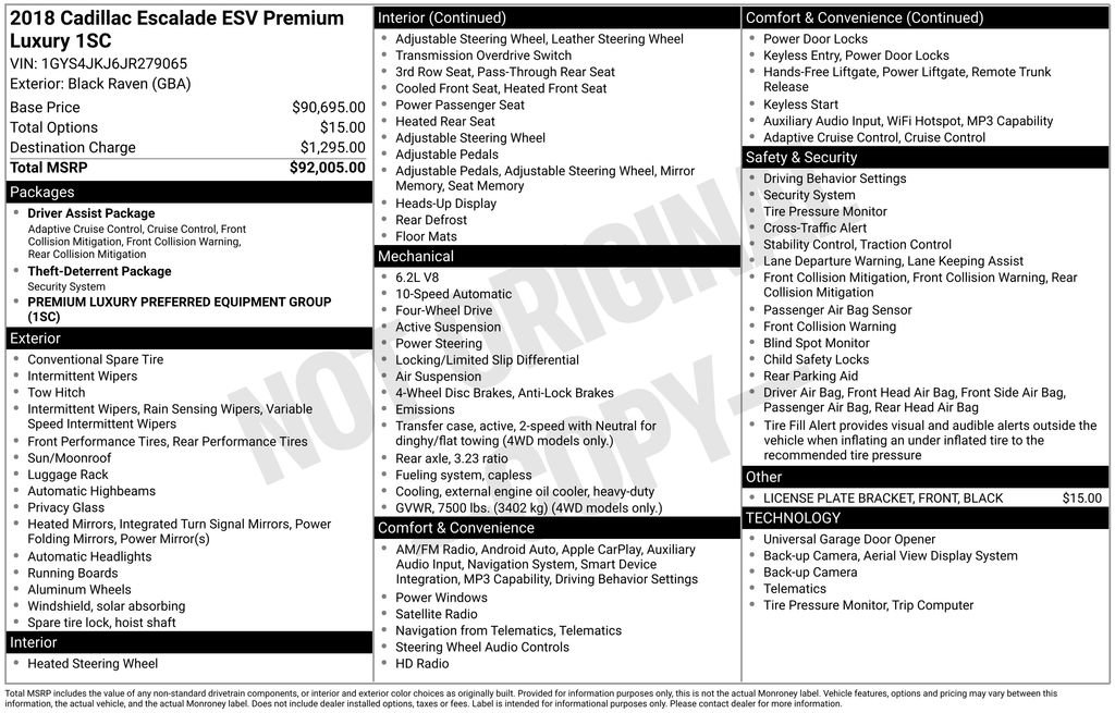 Used 2018 Cadillac Escalade ESV Premium Luxury AWD/4WD image 15