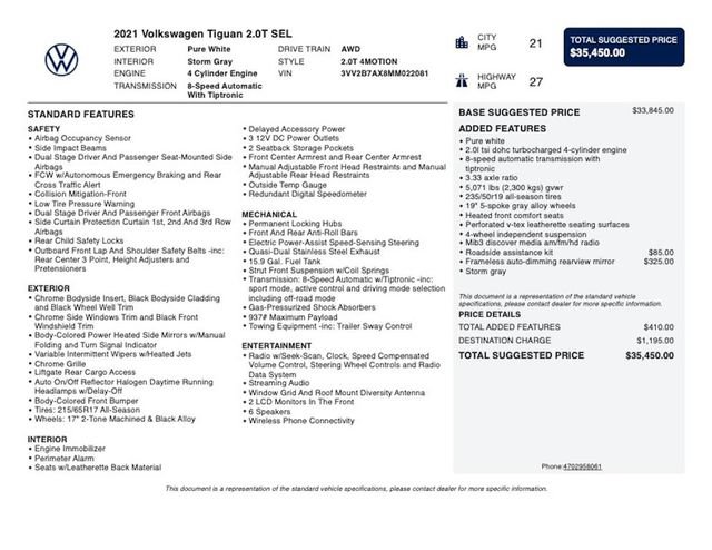 Used 2021 Volkswagen Tiguan SEL AWD/4WD image 4
