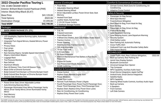 Used 2022 Chrysler Pacifica Touring-L FWD image 34