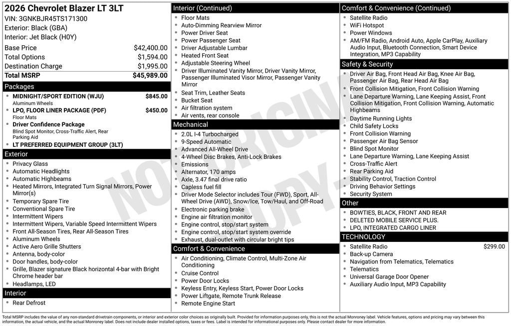 New 2026 Chevrolet Blazer LT w/ Midnight/Sport Edition AWD/4WD image 11