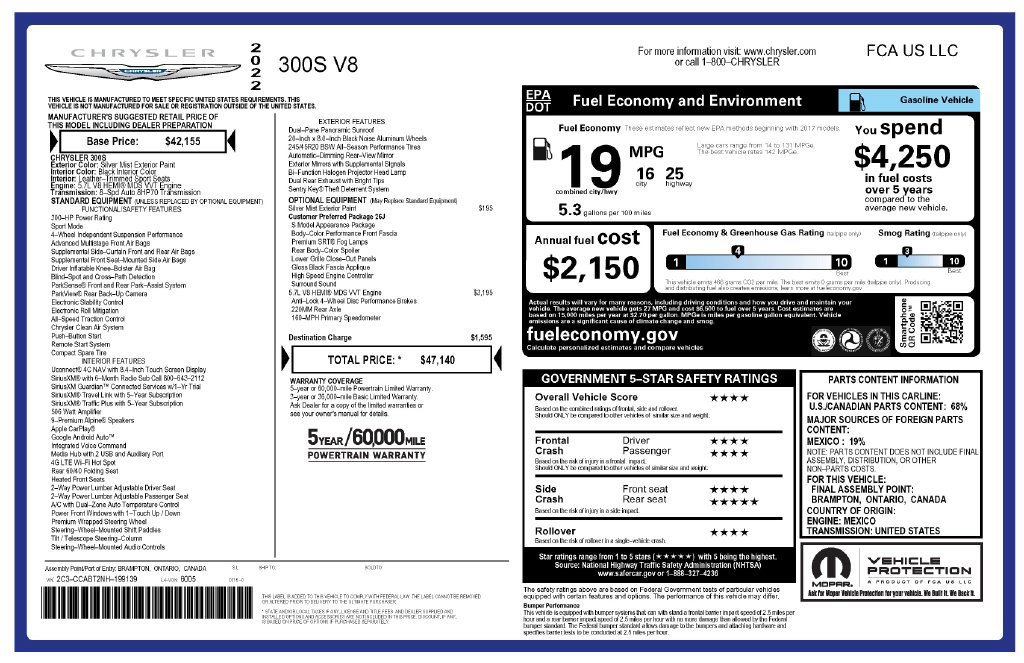 Certified 2022 Chrysler 300 S RWD image 3