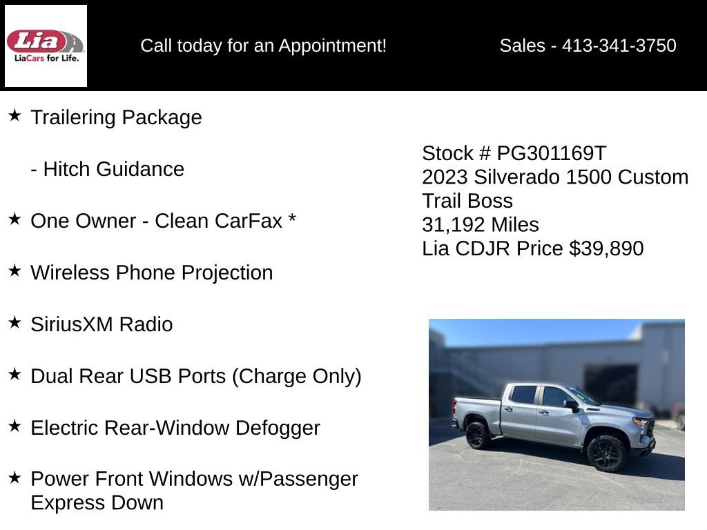 Used 2023 Chevrolet Silverado 1500 Custom Trail Boss w/ LPO, Dark Essentials Package AWD/4WD image 31