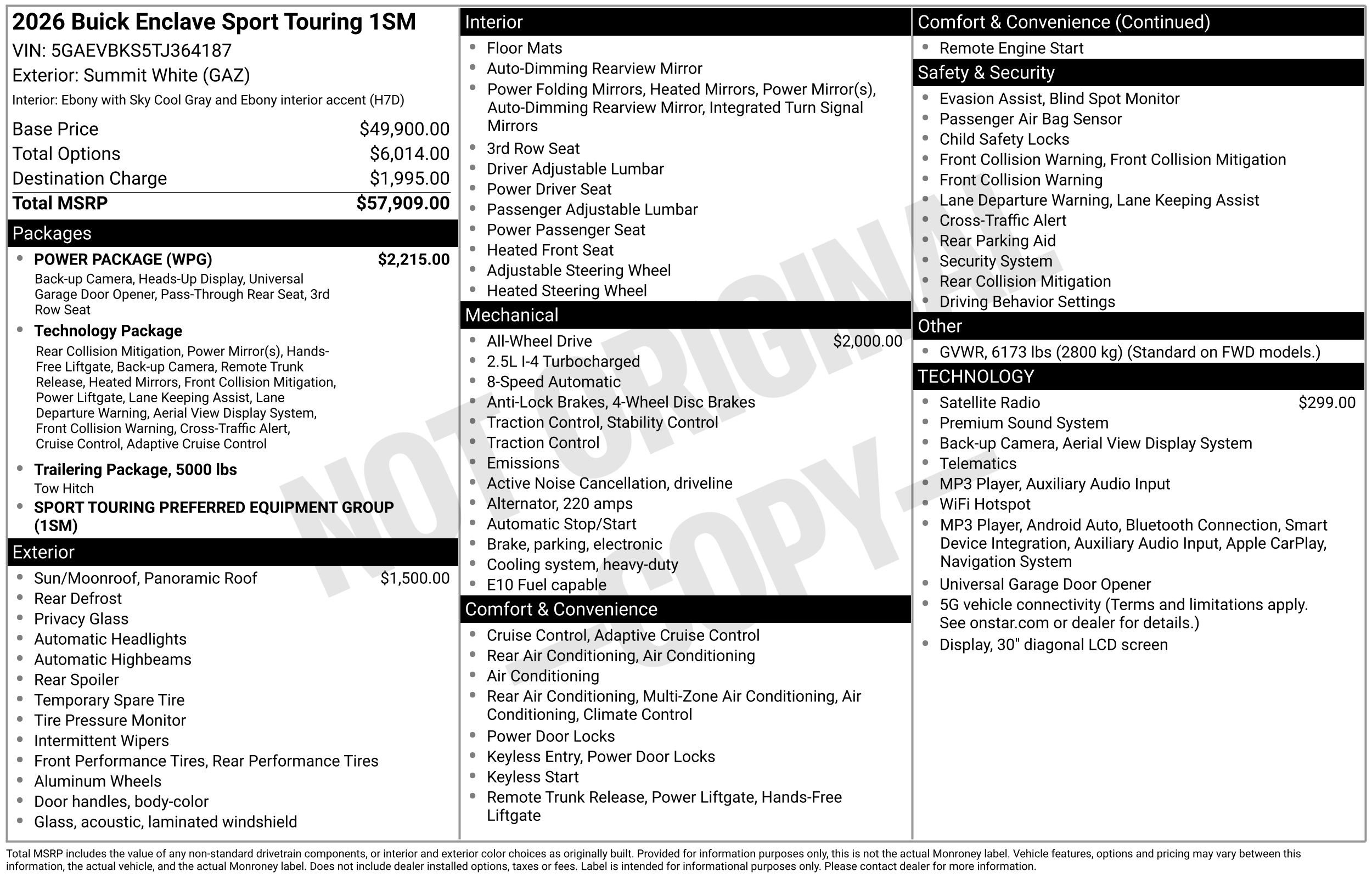 New 2026 Buick Enclave Sport Touring w/ Power Package AWD/4WD image 3