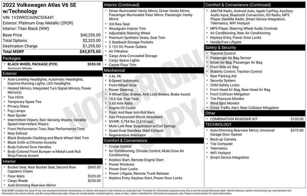 Used 2022 Volkswagen Atlas SE w/ Black Wheel Package FWD image 32
