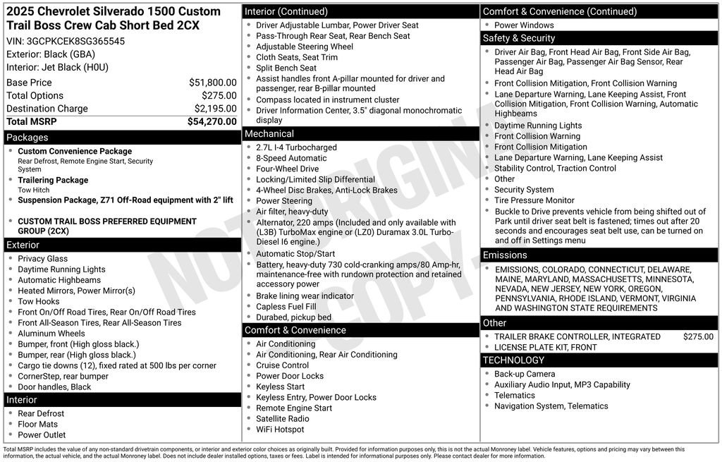 New 2025 Chevrolet Silverado 1500 Custom Trail Boss image 18