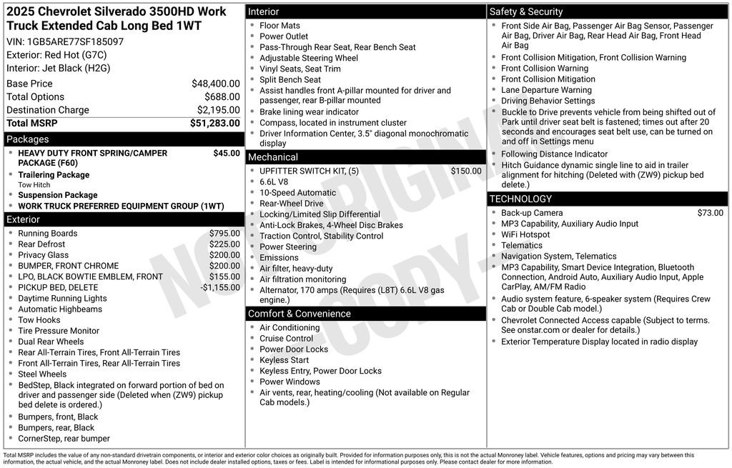 New 2025 Chevrolet Silverado 3500 W/T RWD image 38
