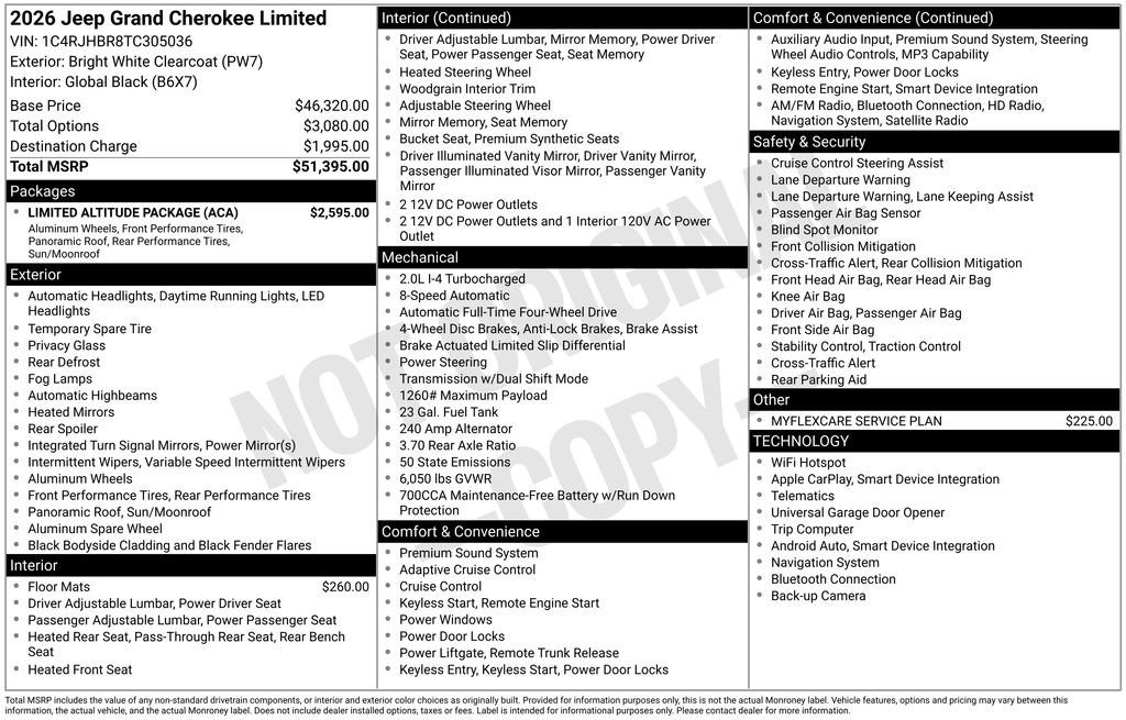 New 2026 Jeep Grand Cherokee Limited w/ Limited Altitude Package AWD/4WD image 9
