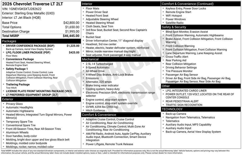 New 2026 Chevrolet Traverse LT w/ Driver Confidence Package AWD/4WD image 6