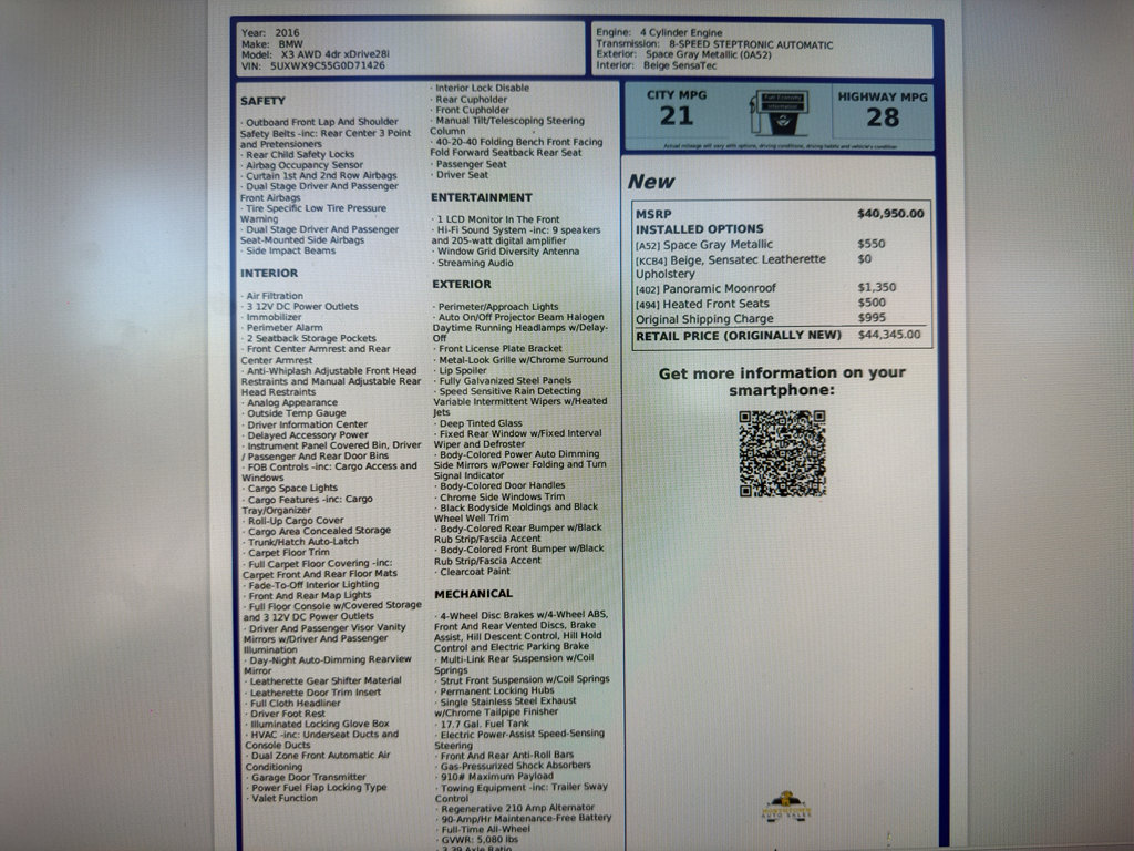 Used 2016 BMW X3 xDrive28i image 14