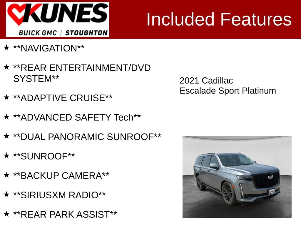 Used 2021 Cadillac Escalade Sport Platinum w/ LPO, ONYX Package AWD/4WD image 2